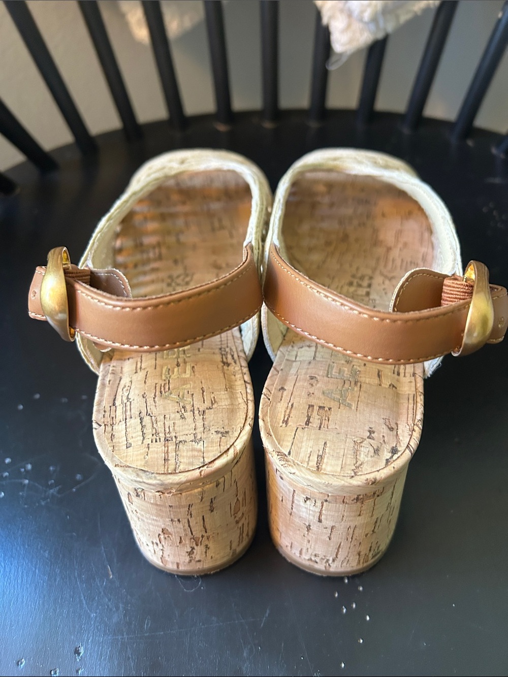 AEROSOLES Woven Slingback Sandals in Natural Beige with Brown Strap - Picture 5 of 6
